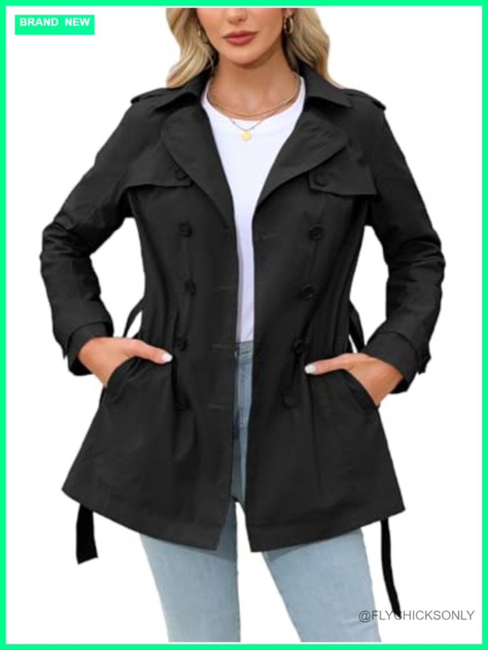 Cropped Trench Coat Double Breasted Belted Jacket